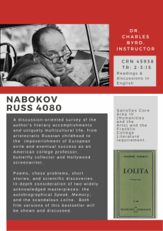 he course Russian 4080 is about the life and work of Vladimir Nabokov. It will be taught in Fall 2020.