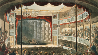 Image of a historic Russian theater during a performance