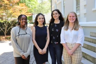 The University of Georgia’s 2023 Boren Scholars include, left to right, Zakiya McPherson, Siminette Kolodka, Caroline Solomon and Catherine Grizzard. Not pictured is Mariah Cady. (Photo by Stephanie Schupska)