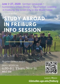 Info session to learn about the faculty-led study abroad program in Freiburg, Germany in summer 2020