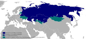 Area of the world where Russian is spoken.