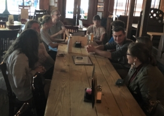 Students meet at 5 pm on Mondays during spring and fall semesters at The Globe to practice their German conversation skills at a traditional Stammtisch conversation table.