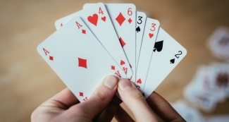 Various cards in a player's hand