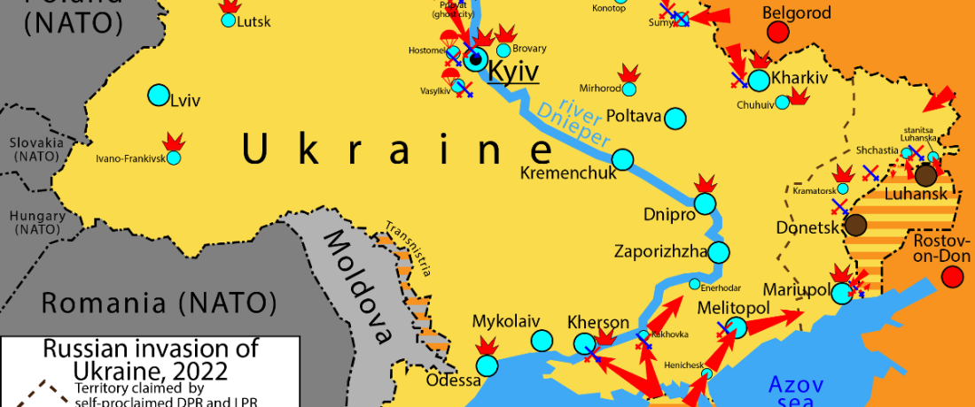 map of attacks on Ukraine 2022