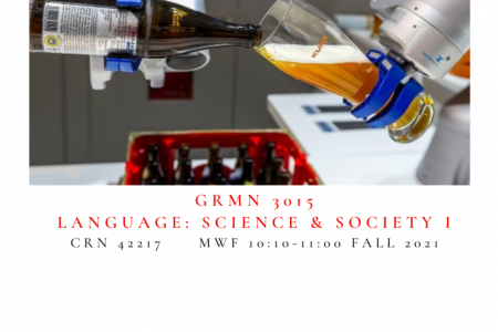 rse flyer describing German 3015 (CRN 42217). Image shows a robotic set of arms filling a glass from a beer bottle at a German technology trade show.