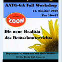 Virtual workshop for German teachers hosted by AATG-GA on October 11, 2020 from 10-12. Contact Dr. Inge Dibella at dibella@uga.edu for Zoom link.